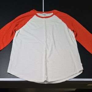 Old Navy Women's Long Sleeve Raglan Tee - Cream and Red